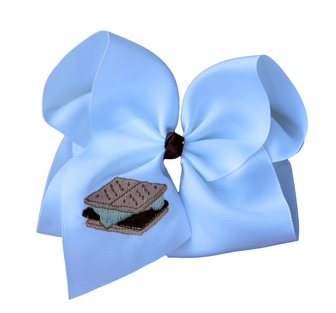 Smore's Embroidered Bow