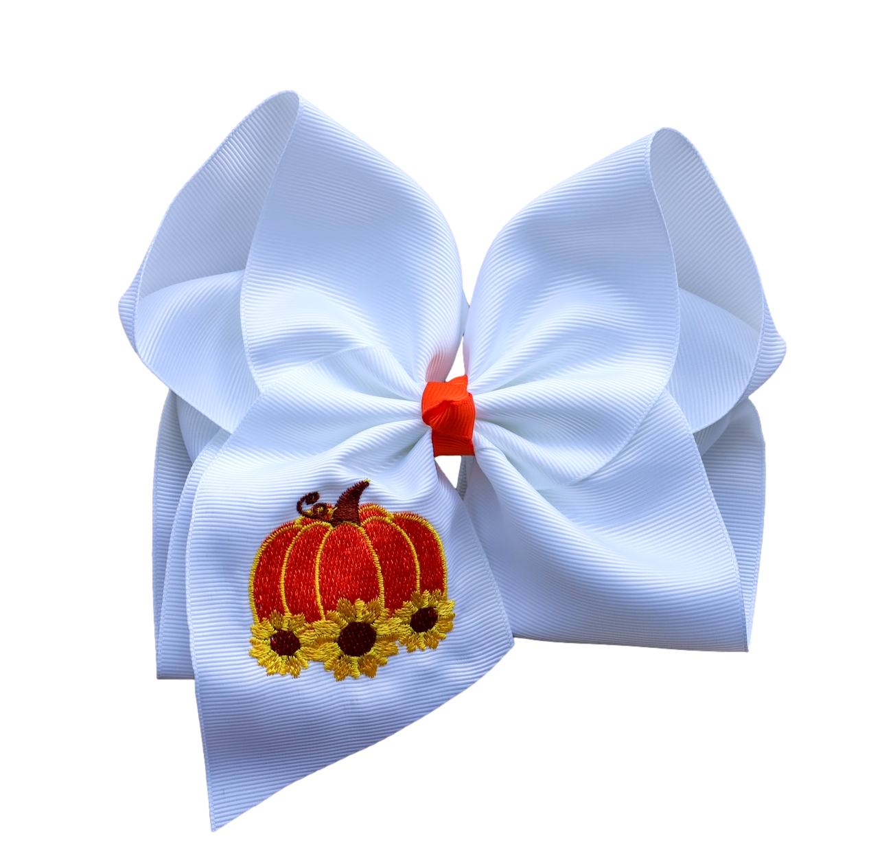 Sunflower Pumpkin Embroidered Bow