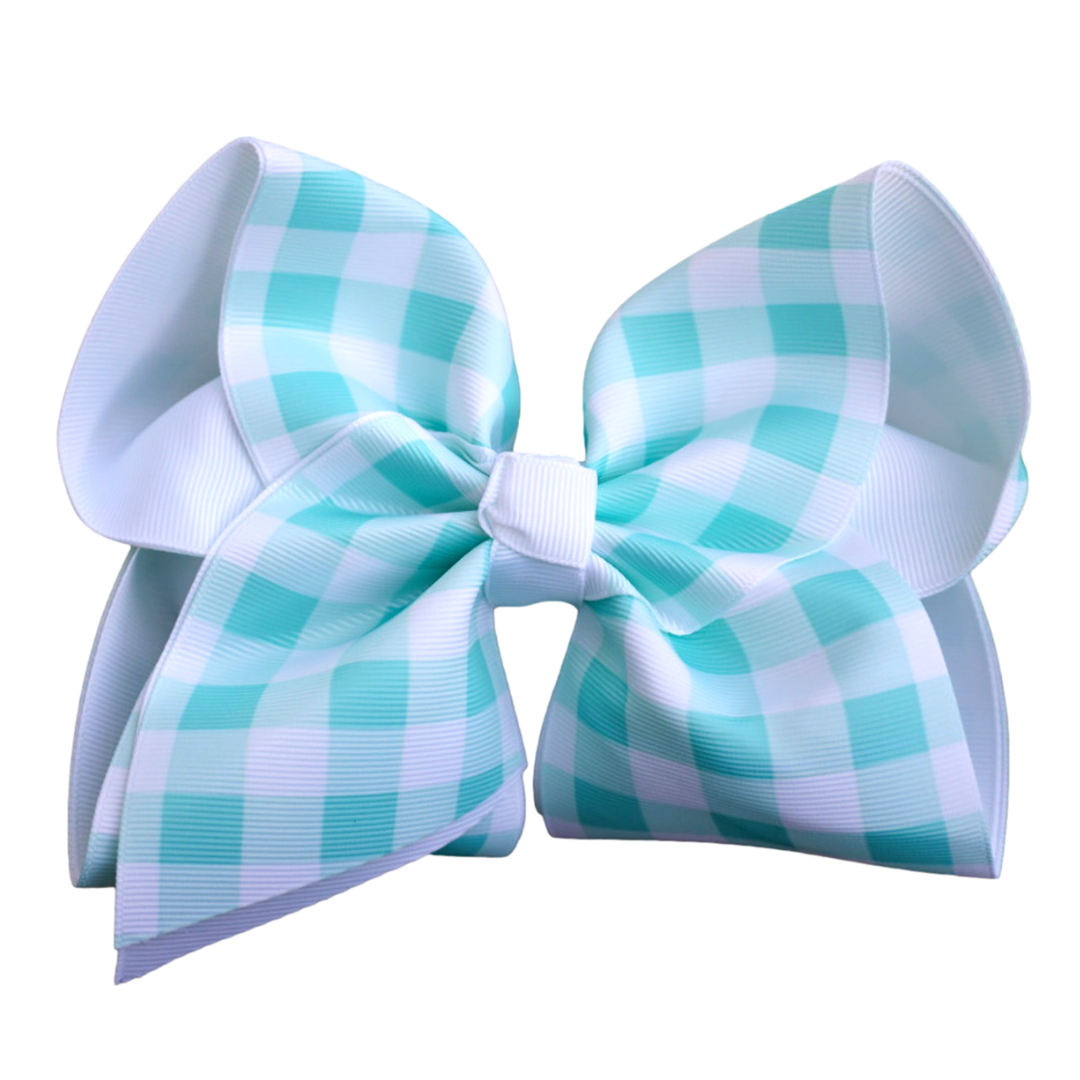 Aqua Check Layered Bow