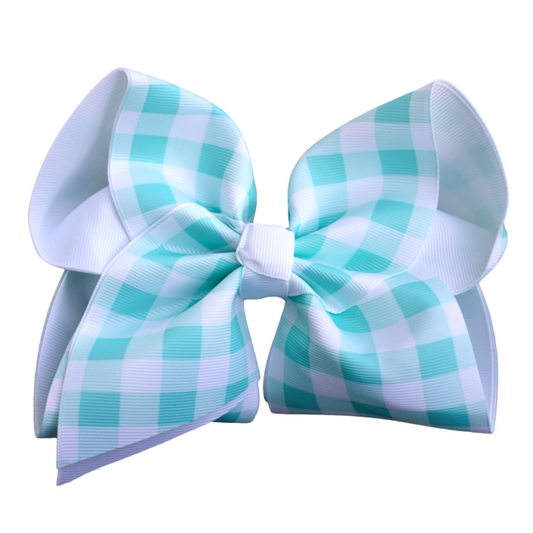 Aqua Check Layered Bow