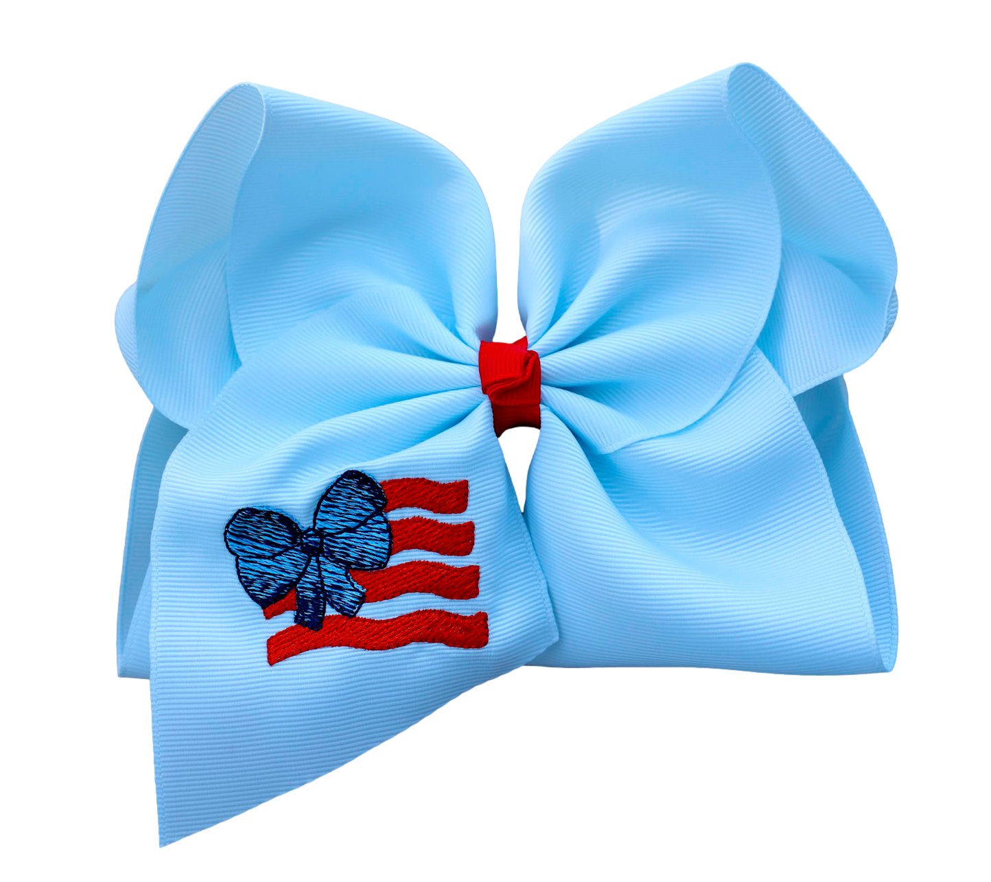 Light Blue Bow Flag Embroidered Bow