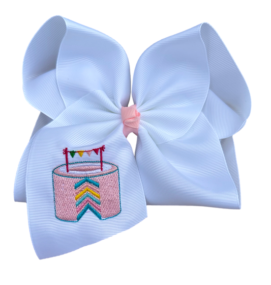 Cake Stripe Embroidered Bow