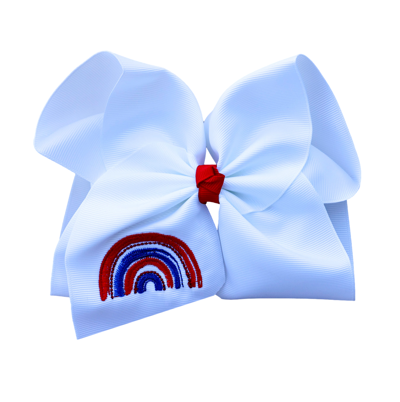 Patriotic Rainbow Embroidered Bow