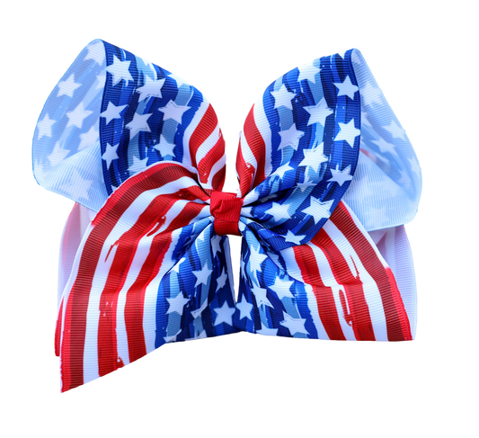 Patriotic Flag Printed Bow