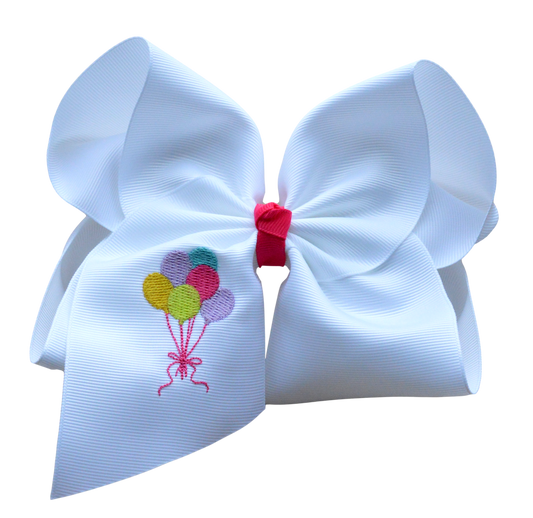 Embroidered Birthday Balloons Bow