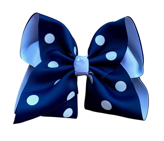 Navy Polka Dot Layered Bow