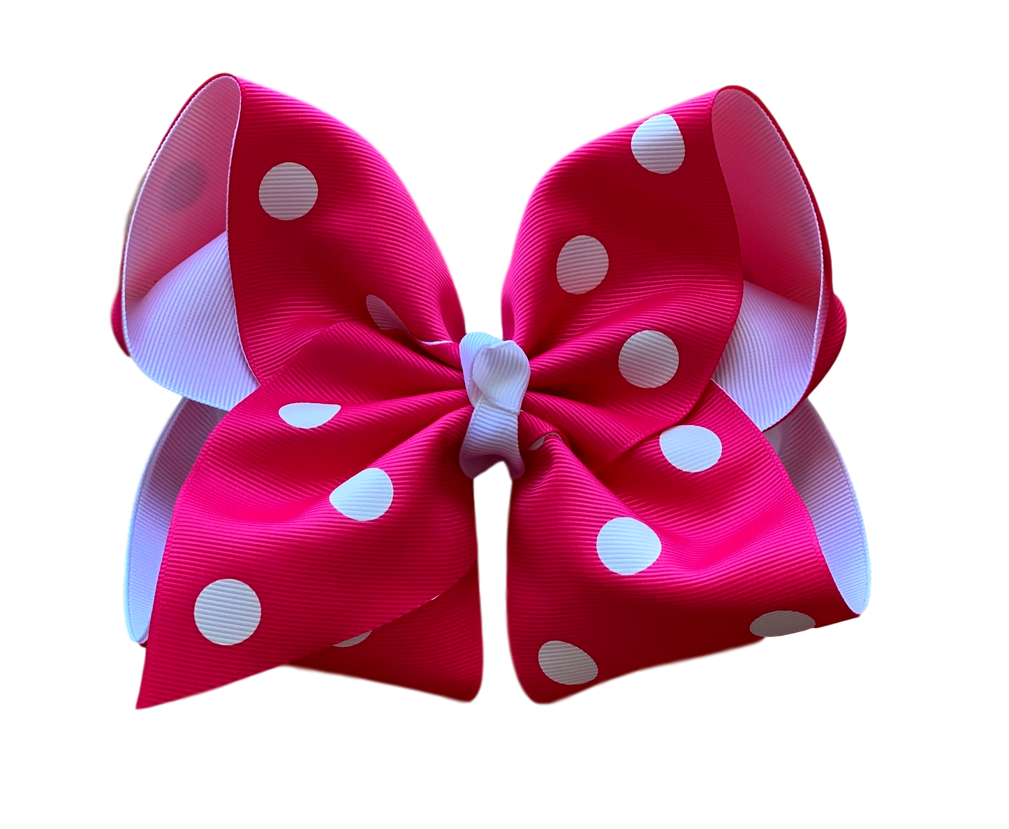 Shocking Pink Polka Dot Layered Bow