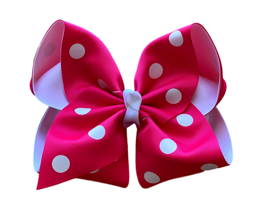 Shocking Pink Polka Dot Layered Bow