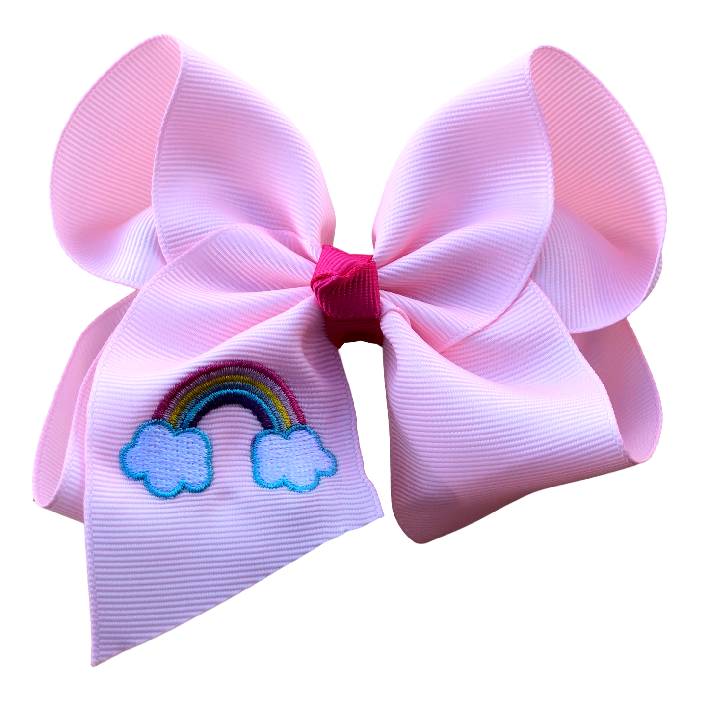 Pink Rainbow Embroidered Bow