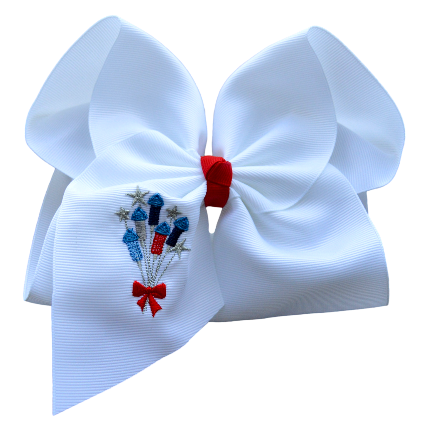 Firework and Stars Embroidered Bow