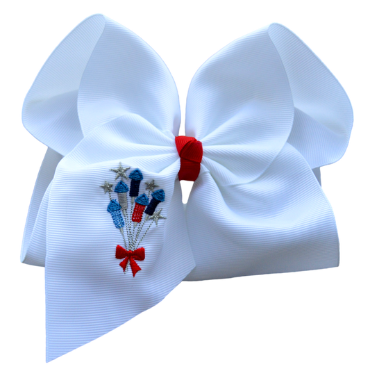 Firework and Stars Embroidered Bow