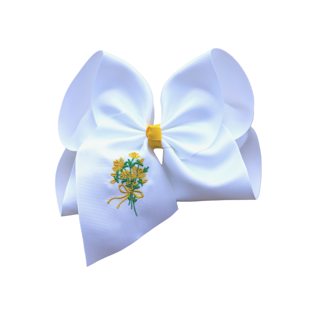 Flower Bouquet Embroidered Bow