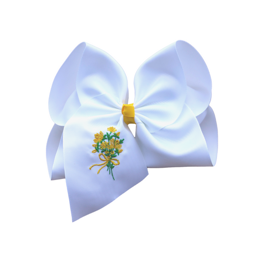 Flower Bouquet Embroidered Bow